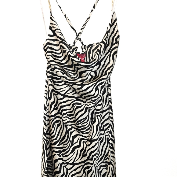 GUESS Zebra Print Silk Slip Dress Size Small - Picture 6 of 6